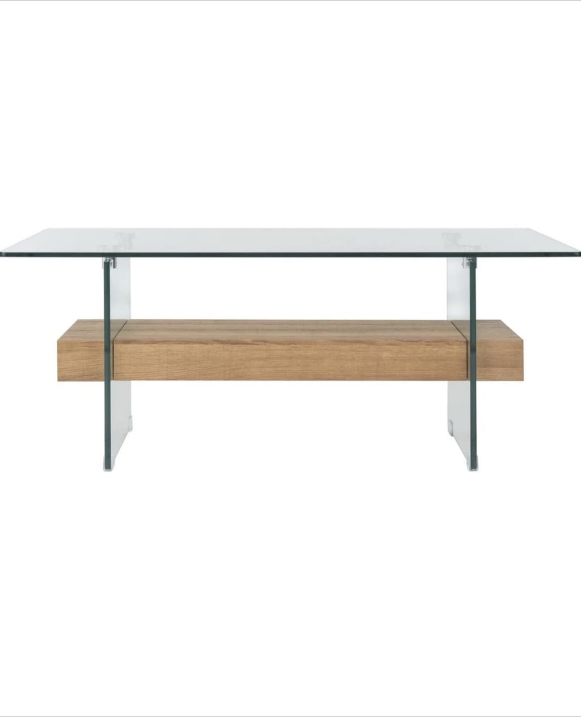 Glass Coffee Table with Wood Shelf - photo 3