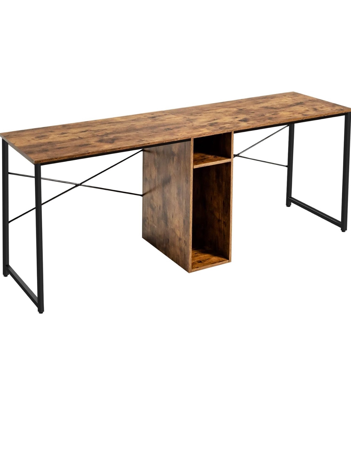 Rustic Brown Double Workstation Desk