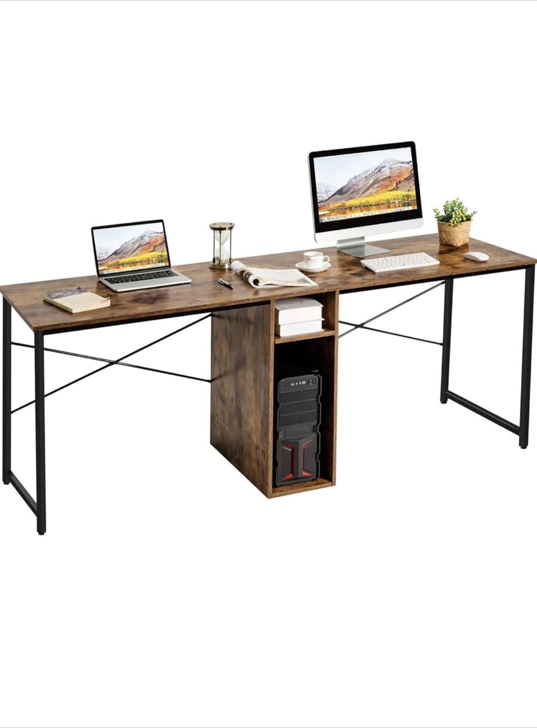 Rustic Brown Double Workstation Desk - photo 4