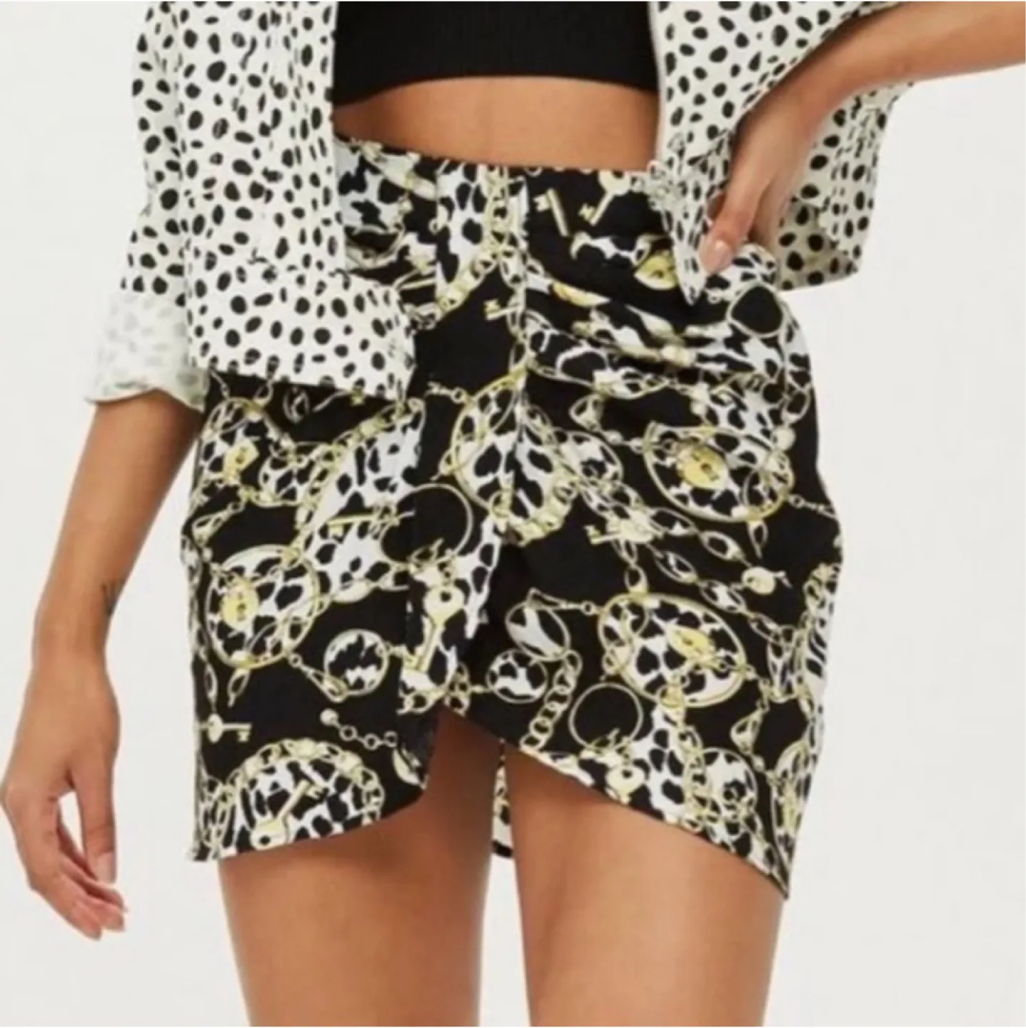 Topshop Leopard Print And Chain Twist Front Mini Skirt size 8 image indicator(2)