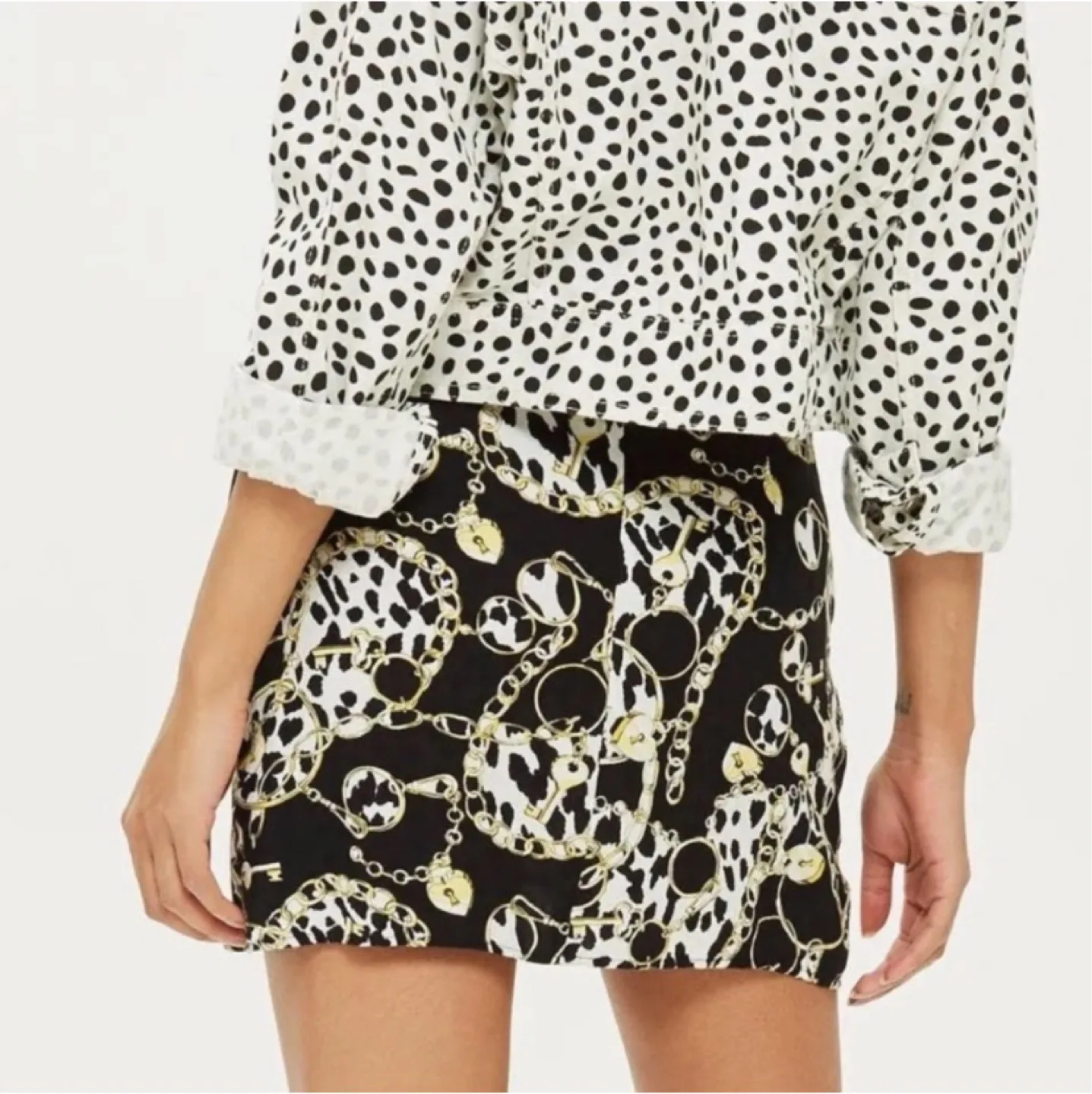 Topshop Leopard Print And Chain Twist Front Mini Skirt size 8 image indicator(3)