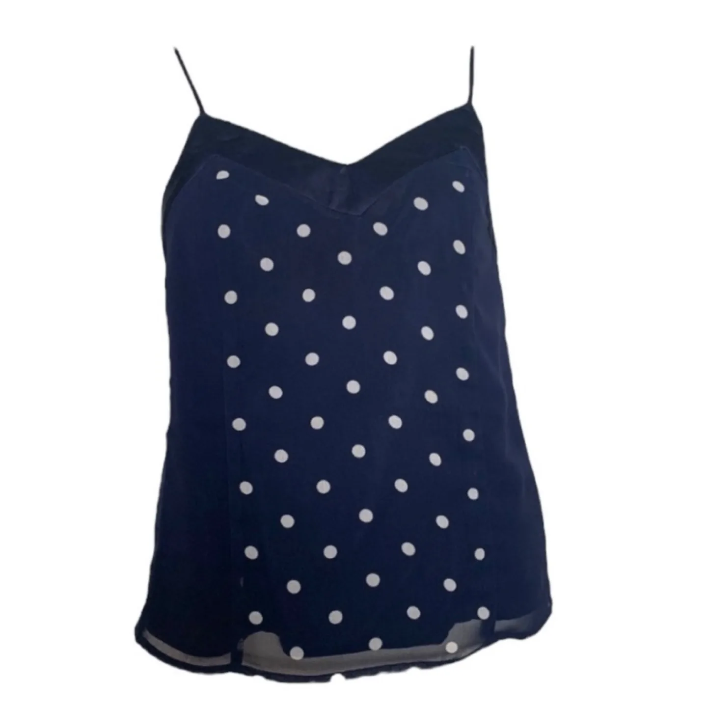 NWT Banana Republic Camisole Navy Blue Polka Dots Size 4P thumbnail