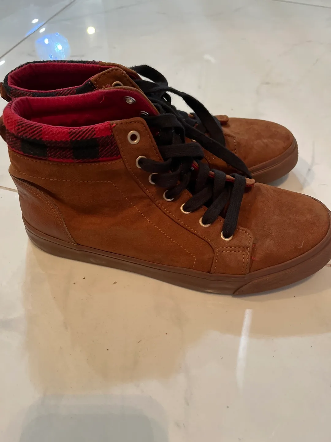 Old Navy Brown Suede High-Top Sneakers thumbnail