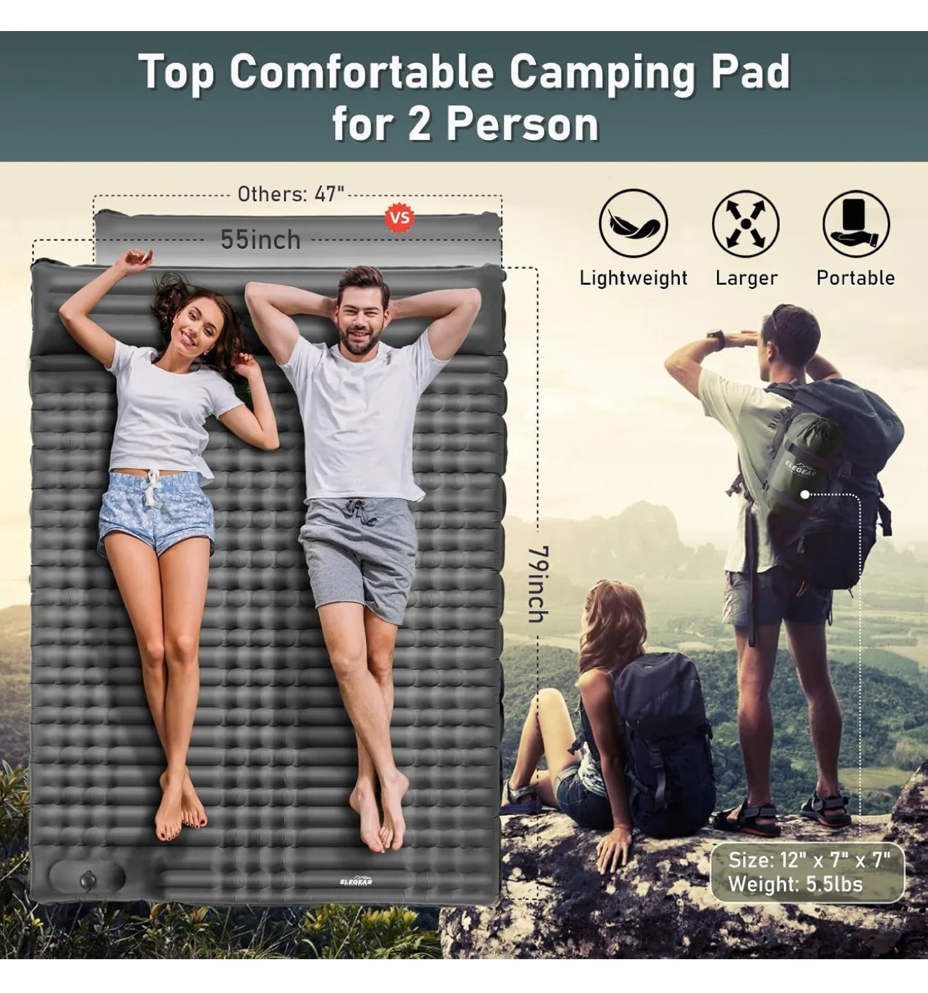 Elegear Double Sleeping Pad for Camping - New thumbnail
