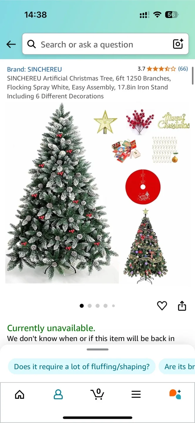 6ft Artificial Christmas Tree + String Lights 262ft + Ornaments thumbnail