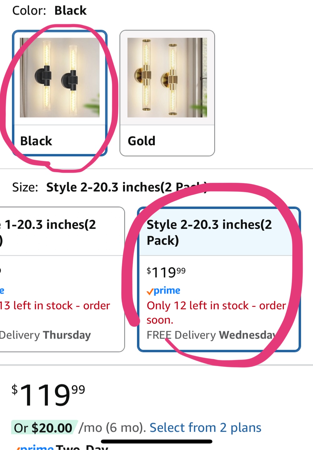 Black Bathroom Wall Sconces - Set of 2 - photo 4