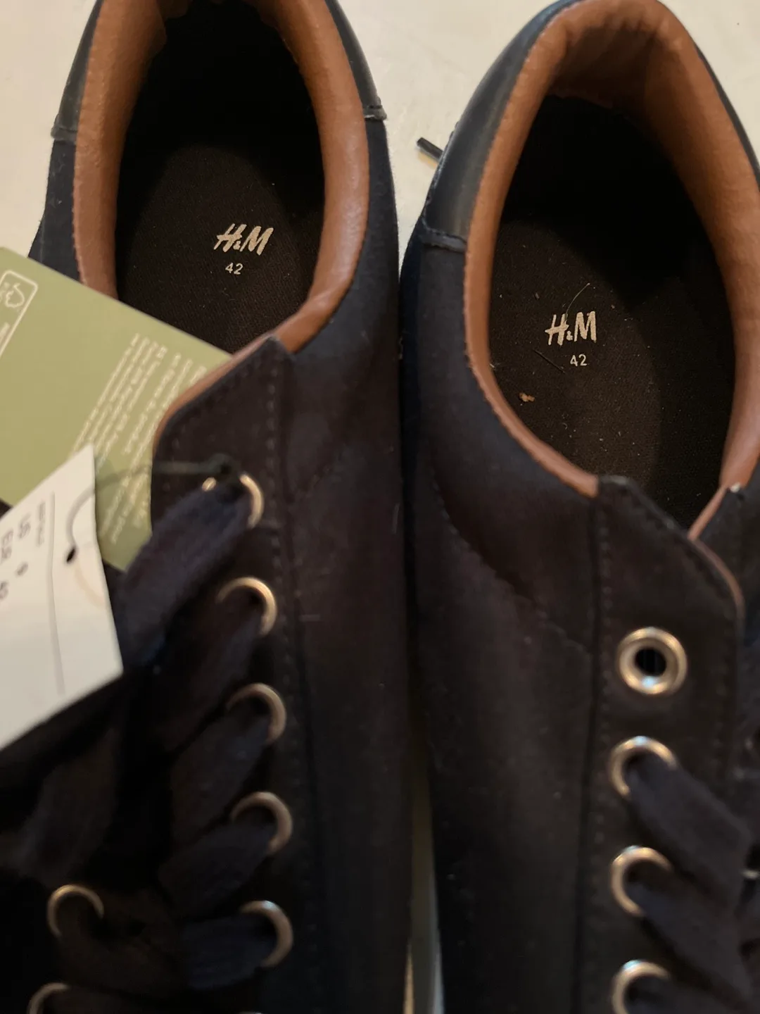 New H&M Black Canvas Sneakers - Size 9 image indicator(2)