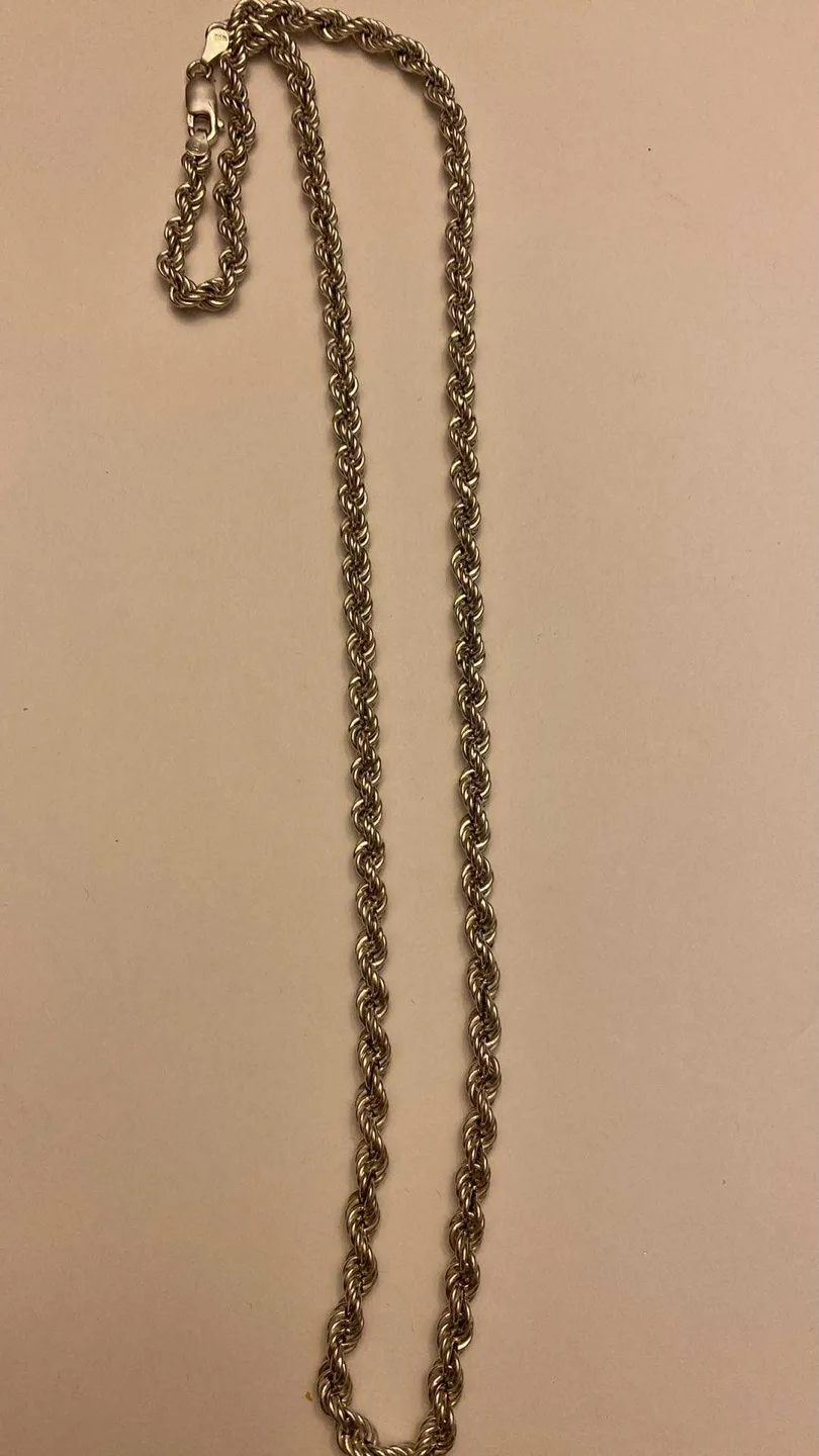 Real Silver Rope Chain Necklace thumbnail