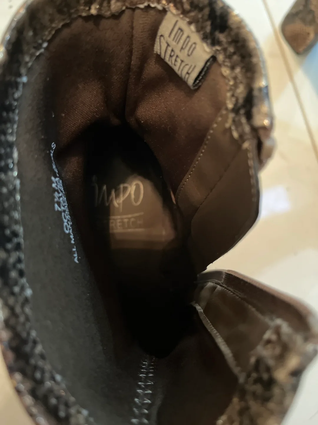 IMPO Stretch Snake Print Heeled Booties - Size 7.5 image indicator(5)