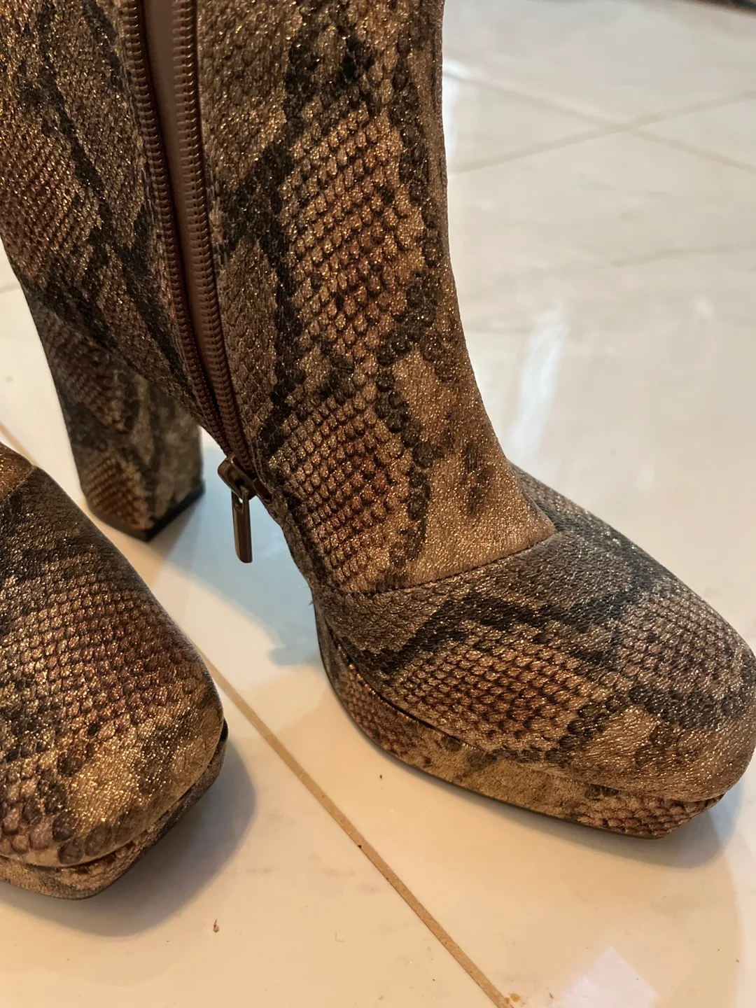 IMPO Stretch Snake Print Heeled Booties - Size 7.5 image indicator(4)
