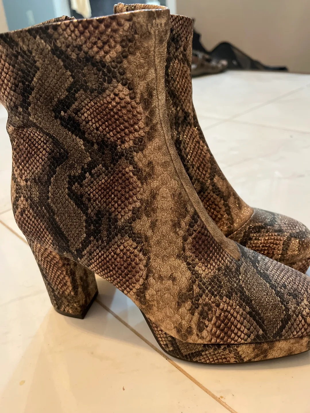 IMPO Stretch Snake Print Heeled Booties - Size 7.5 thumbnail