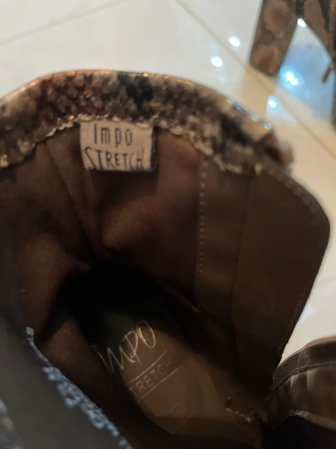 IMPO Stretch Snake Print Heeled Booties - Size 7.5 image indicator(7)