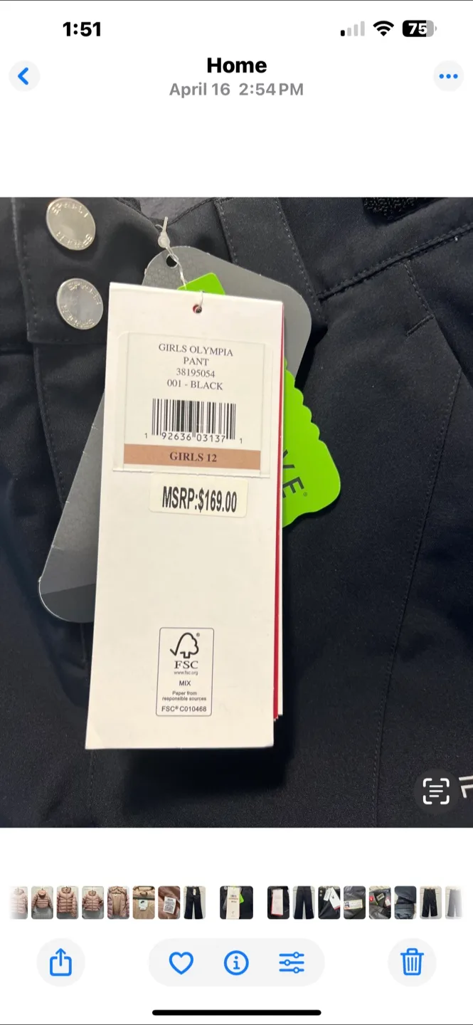 New with tags Spyder Girls' Olympia Ski Pants - Size 12 - Black image indicator(5)