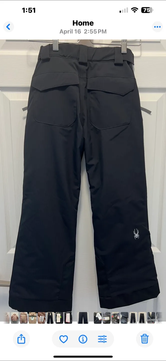 New with tags Spyder Girls' Olympia Ski Pants - Size 12 - Black image indicator(4)