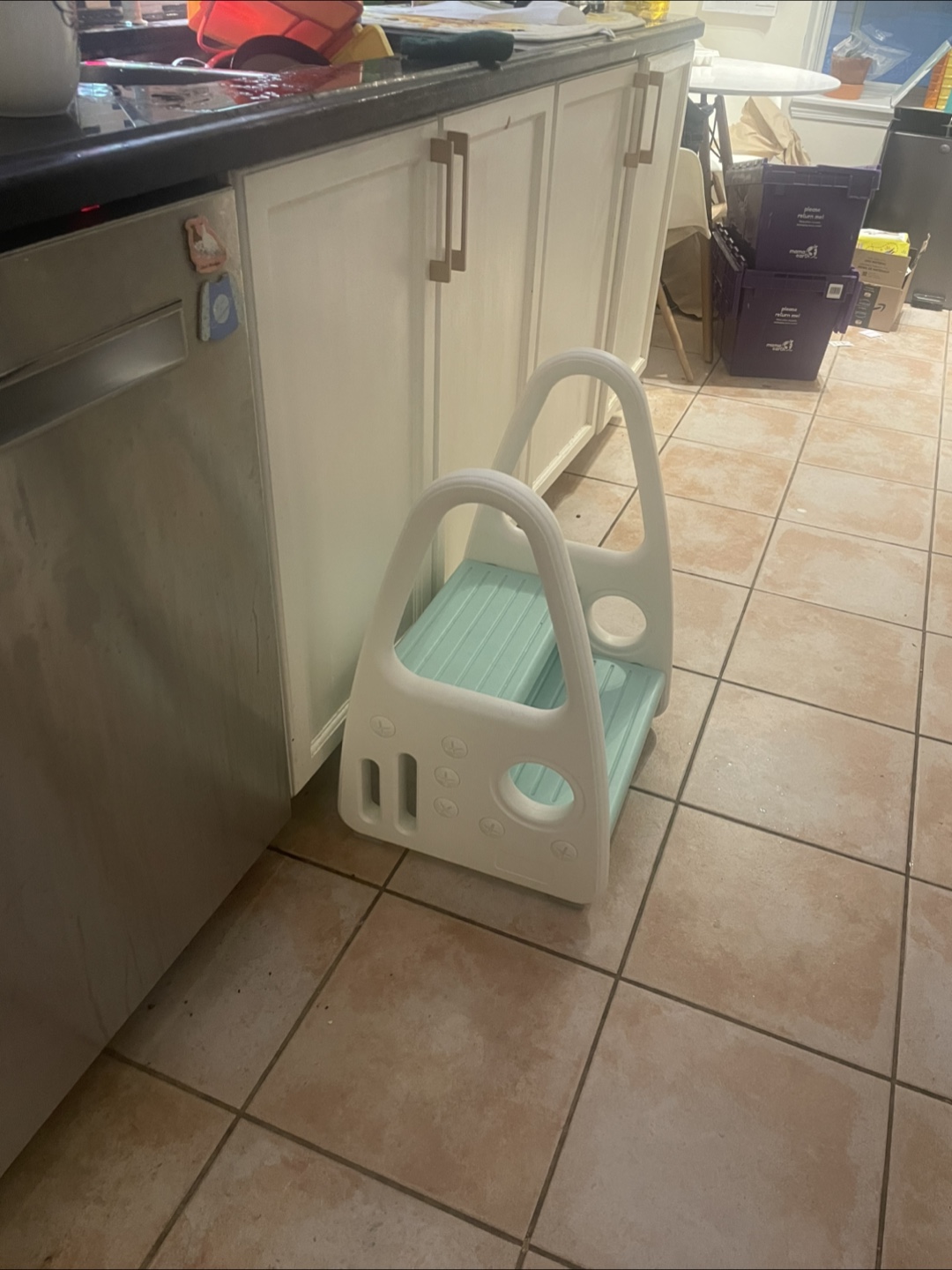 Kids Step Stool - White & Mint - photo 3