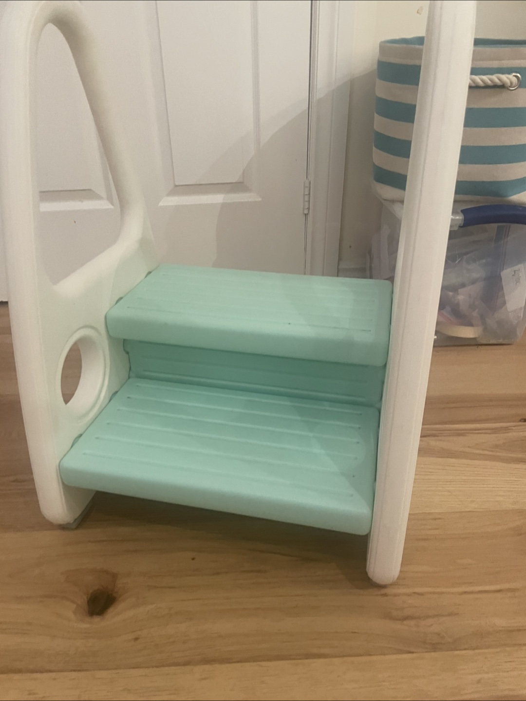 Kids Step Stool - White & Mint - photo 2