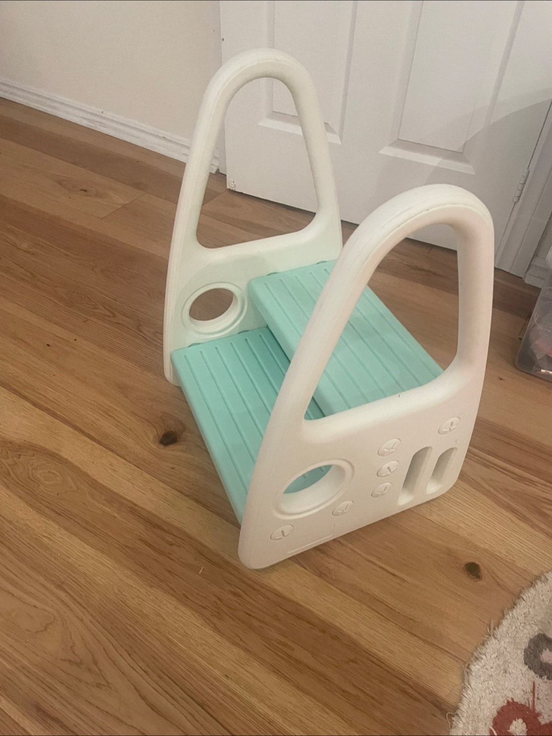 Kids Step Stool - White & Mint