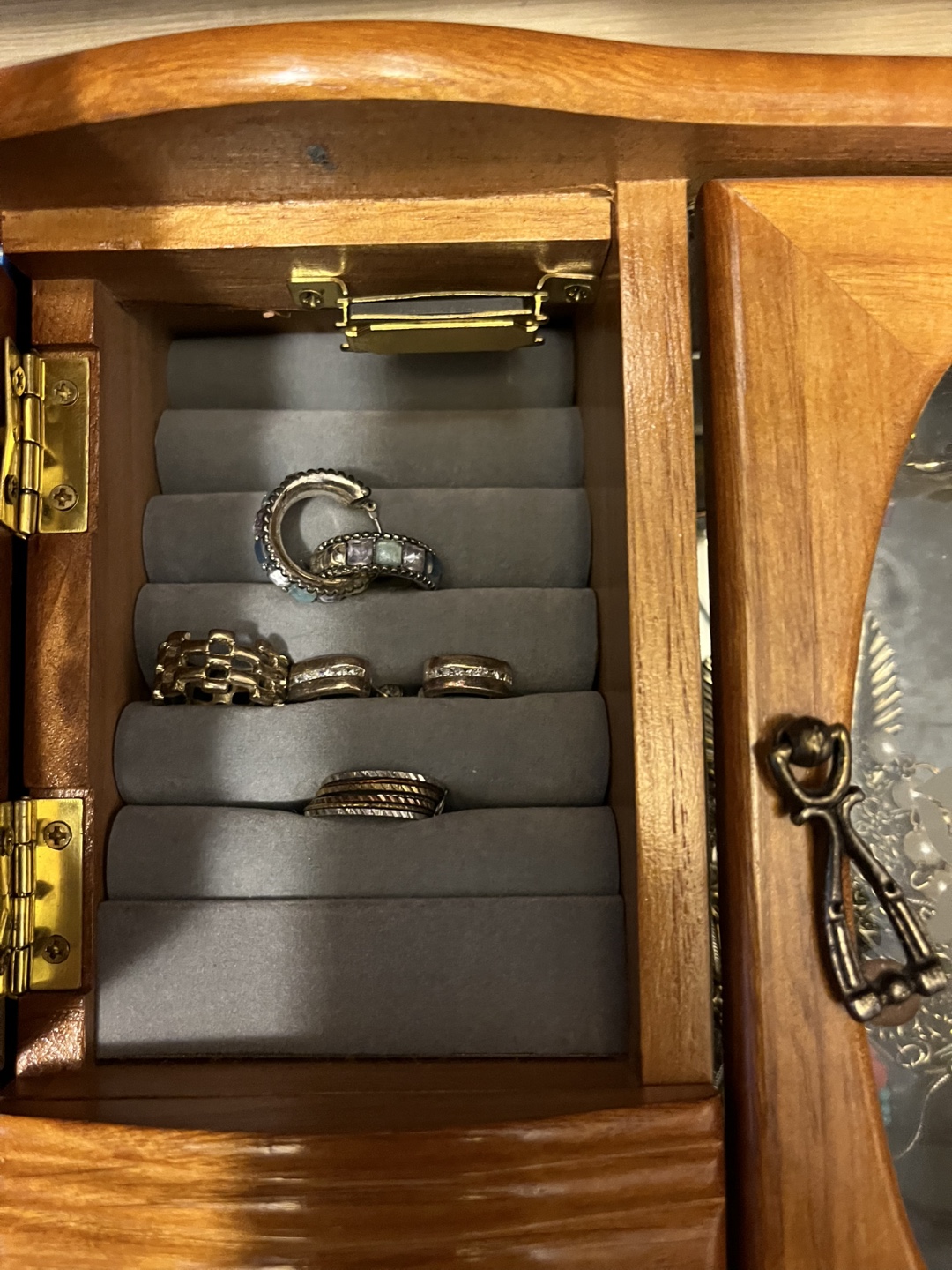 Wooden Jewelry Box with Assorted Costume Jewelry - photo 2