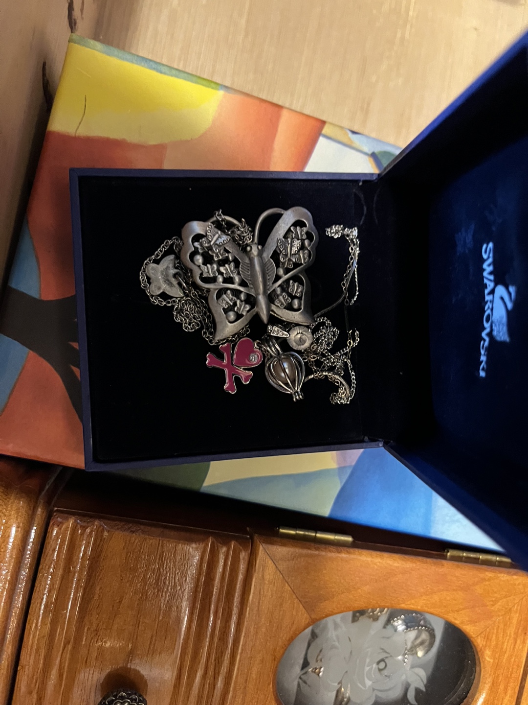 Wooden Jewelry Box with Assorted Costume Jewelry - photo 4