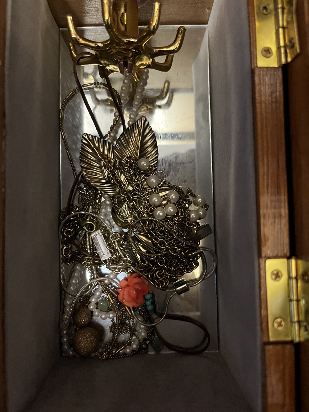 Wooden Jewelry Box with Assorted Costume Jewelry - photo 3