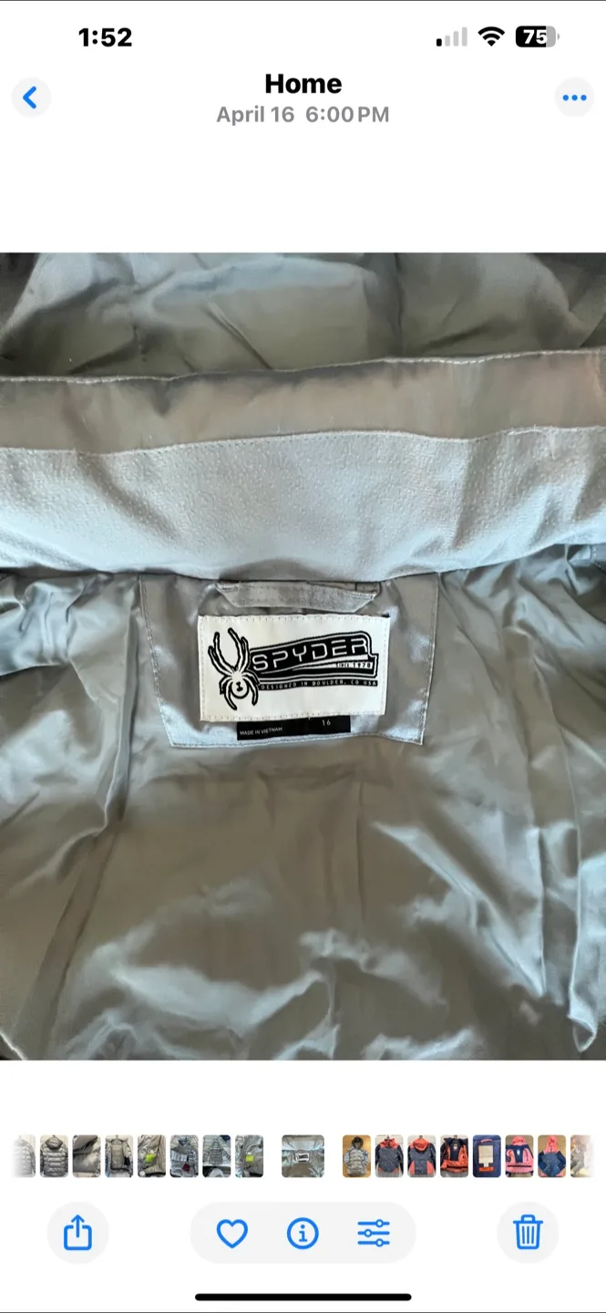 Spyder Girl's Puffer Jacket, Size 16 image indicator(5)