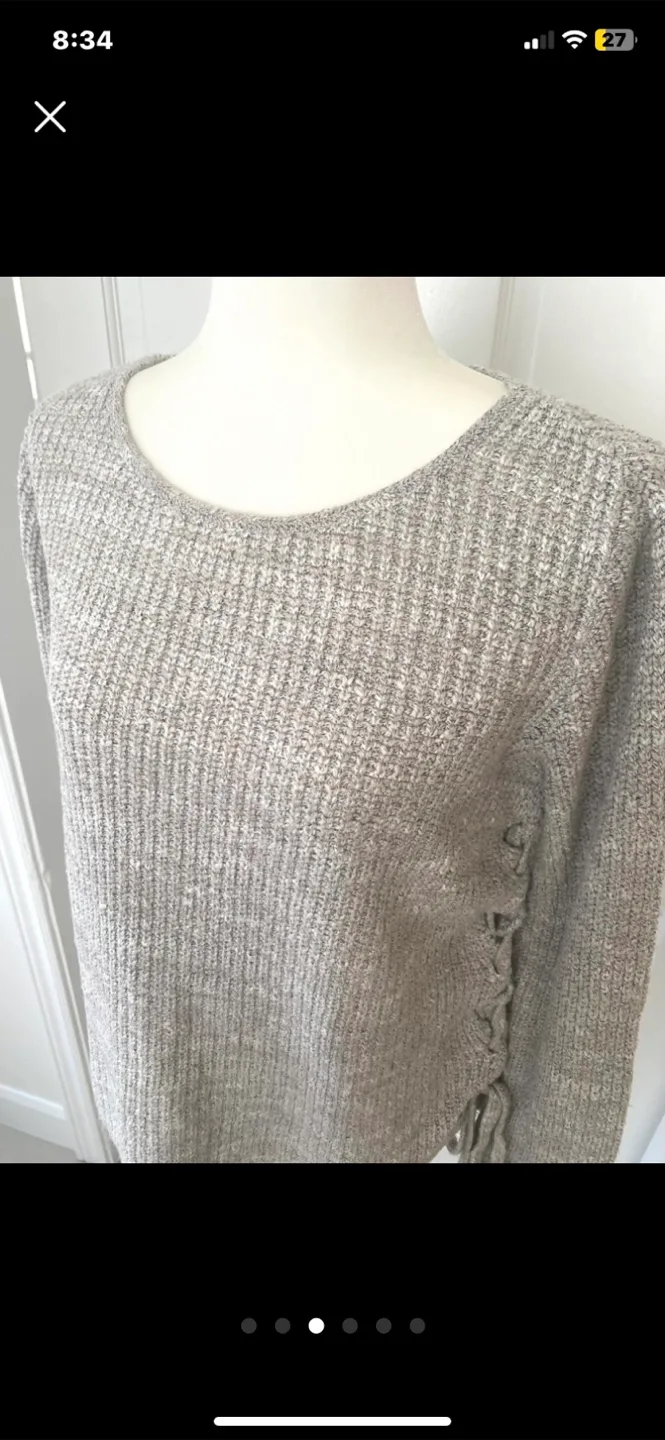 AE - Grey Knit Sweater with Lace-Up Detail image indicator(3)