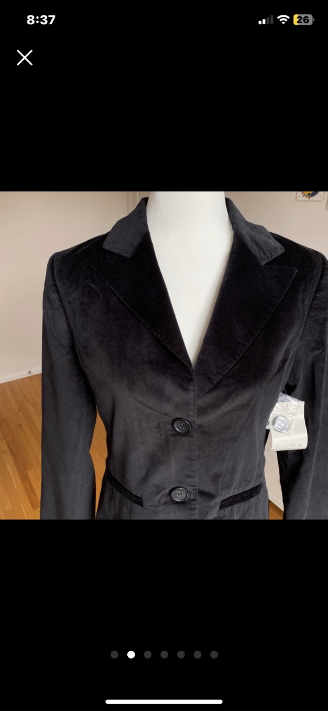 PURE Alfred Sung Black Velvet Blazer - Size S - photo 2