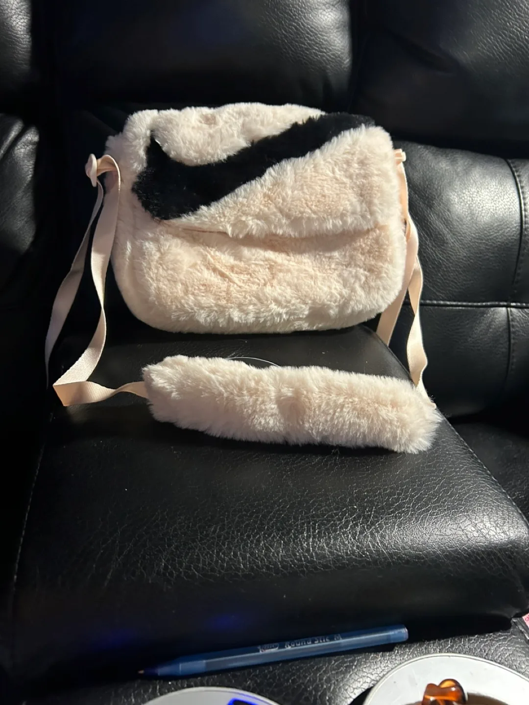 Nike Faux Fur Pale Pink Crossbody Bag thumbnail
