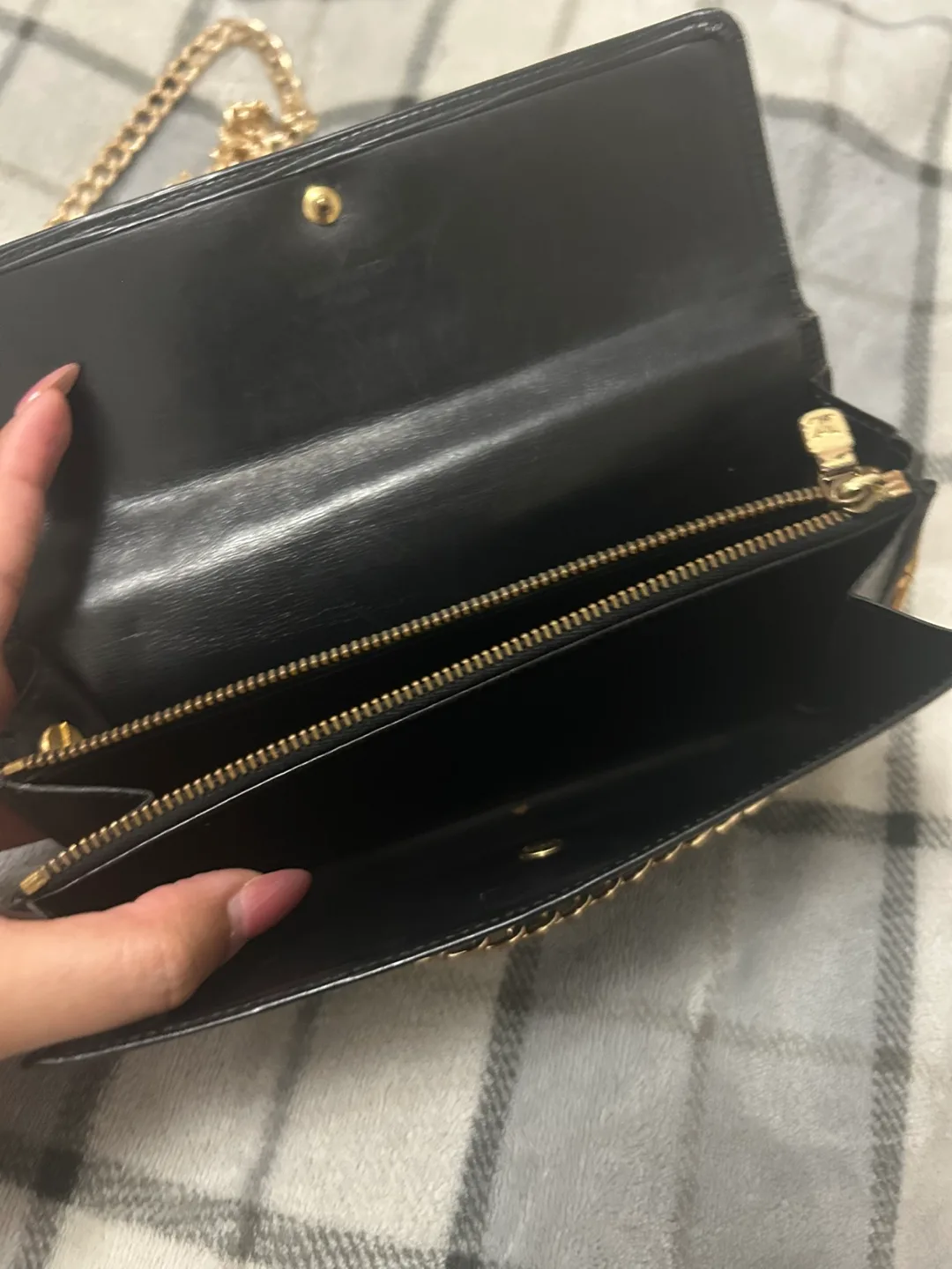 Louis Vuitton Black Epi Leather Chain Wallet image indicator(8)