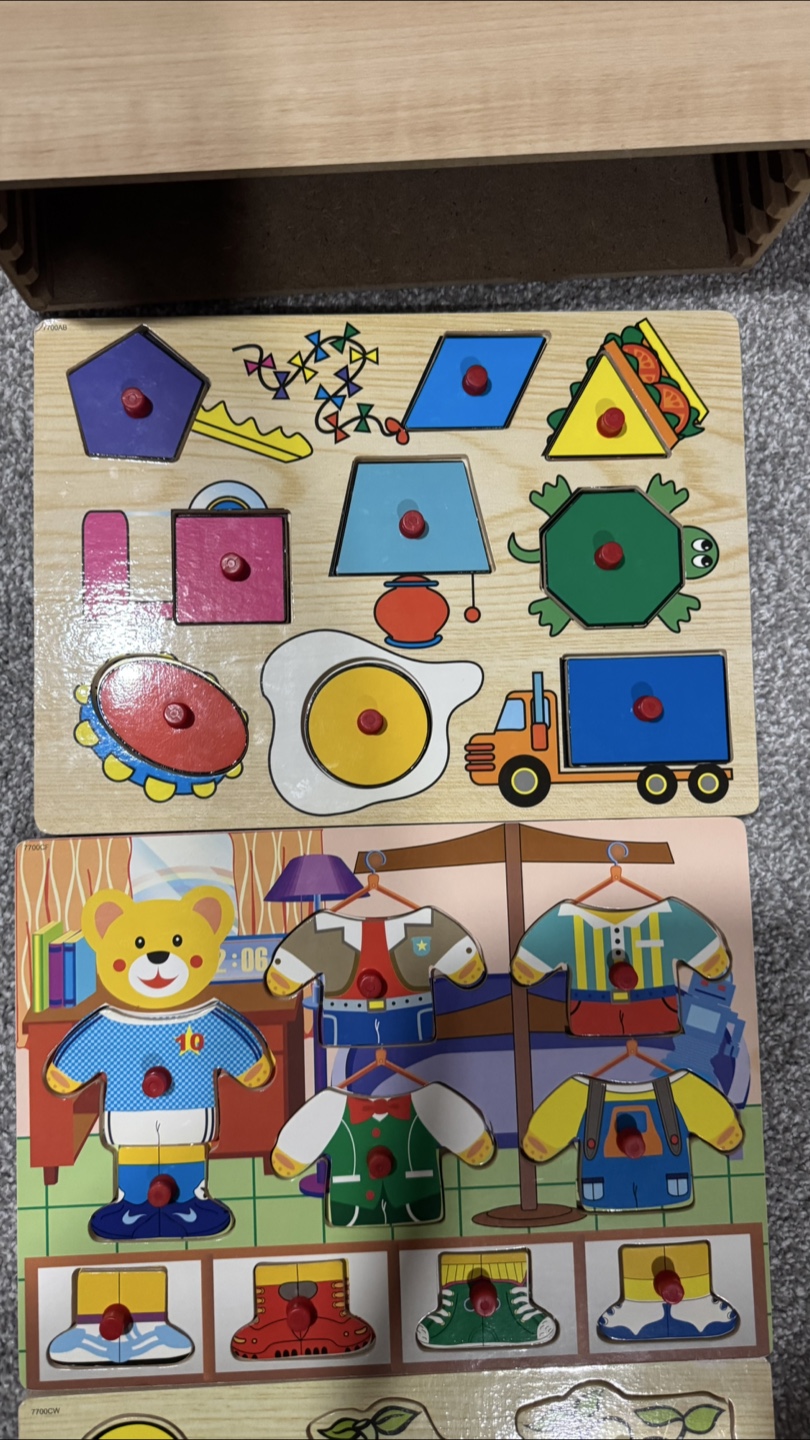 Wooden Peg Puzzles - Shapes, Clothes, Fruits, Vehicles - photo 3