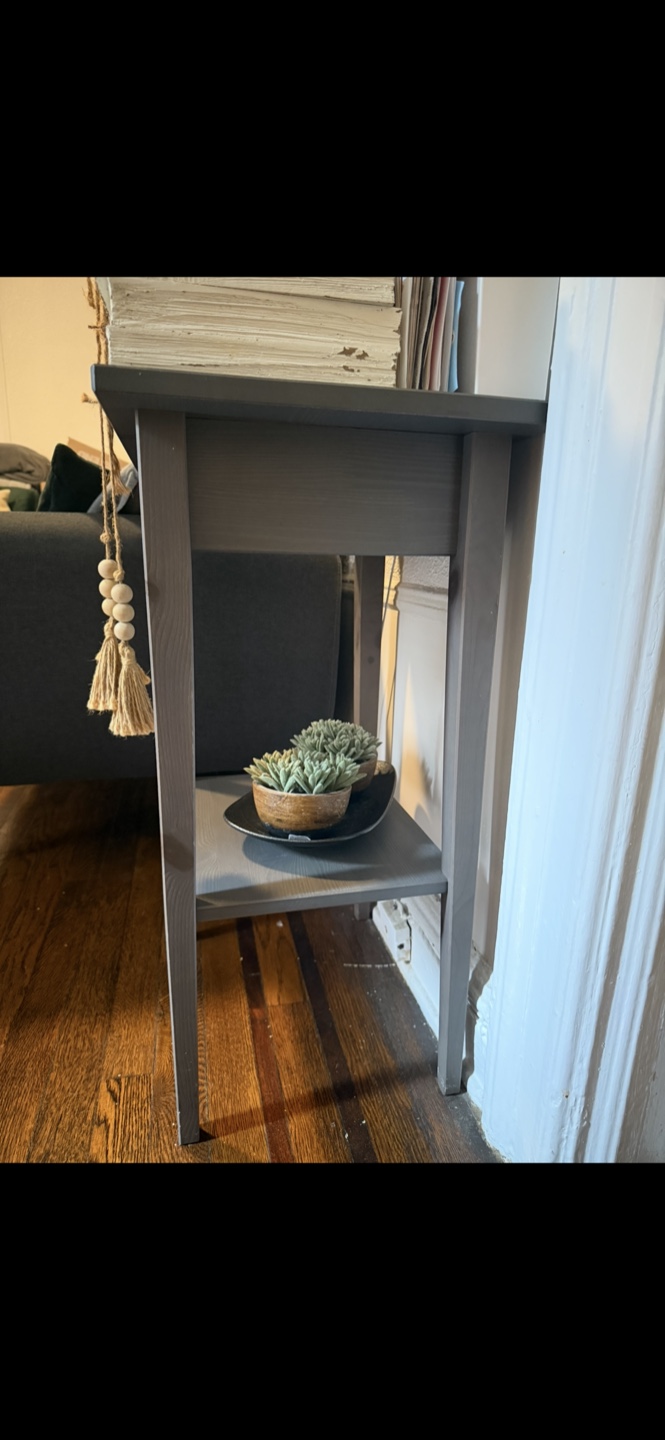 Gray Side Table with Drawer - photo 2