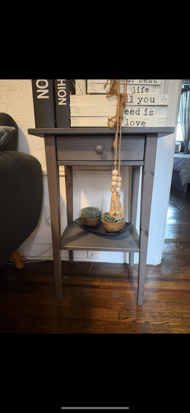 Gray Side Table with Drawer