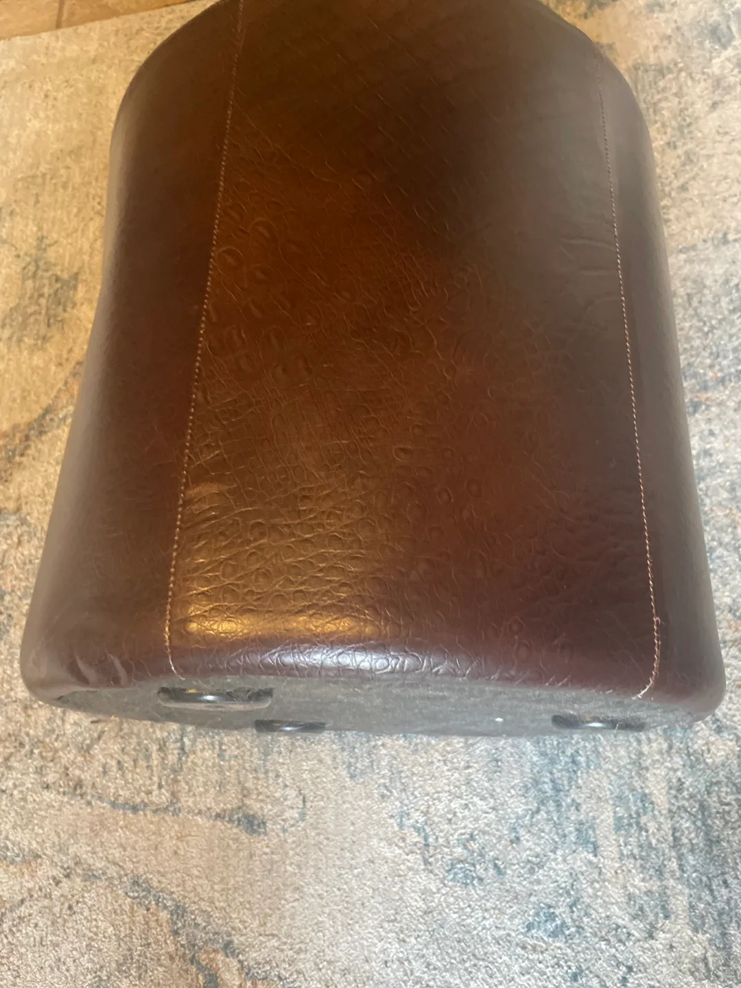 Brown Faux Leather Round Ottoman Footstool image indicator(3)