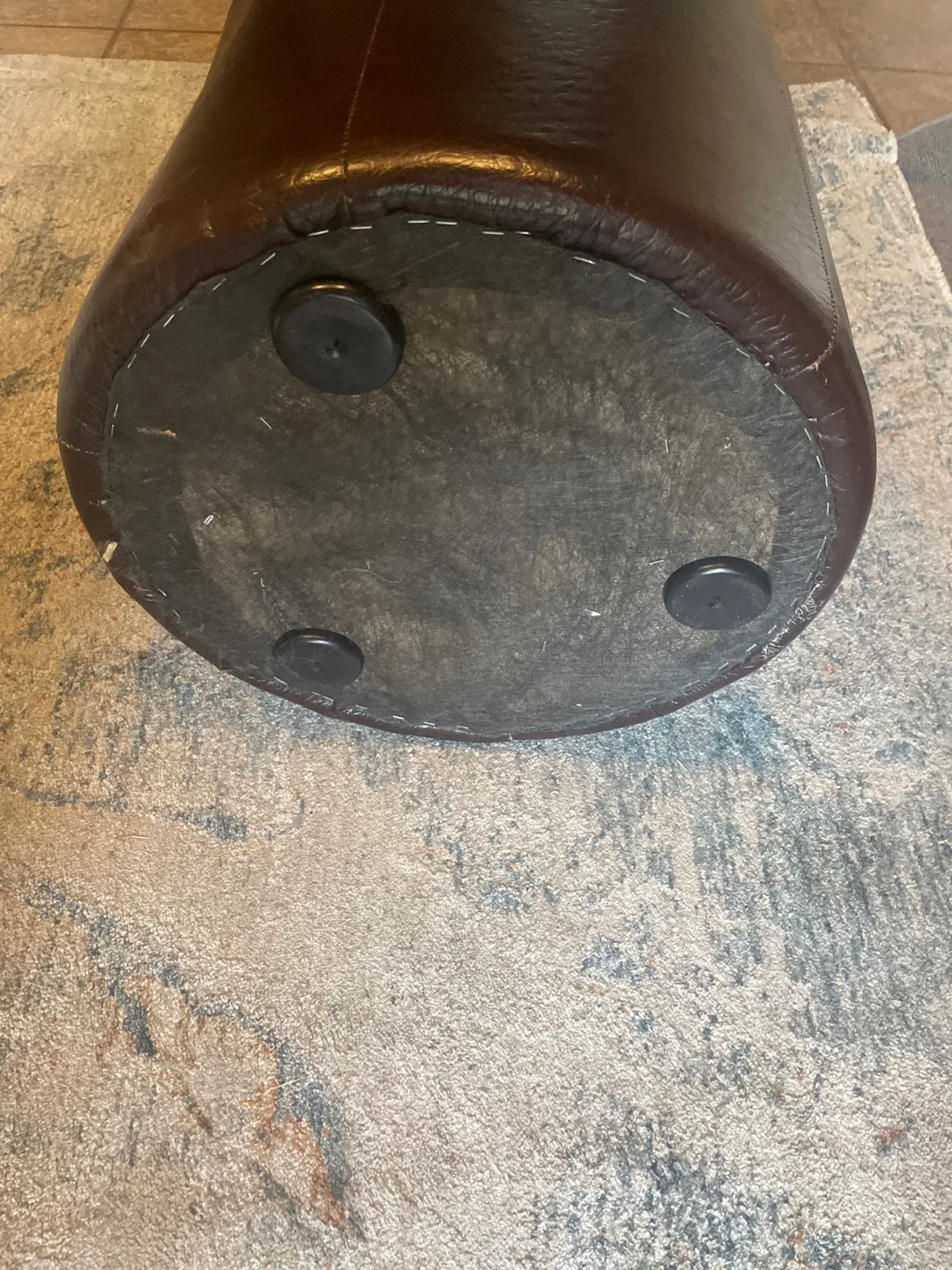 Brown Faux Leather Round Ottoman Footstool image indicator(4)