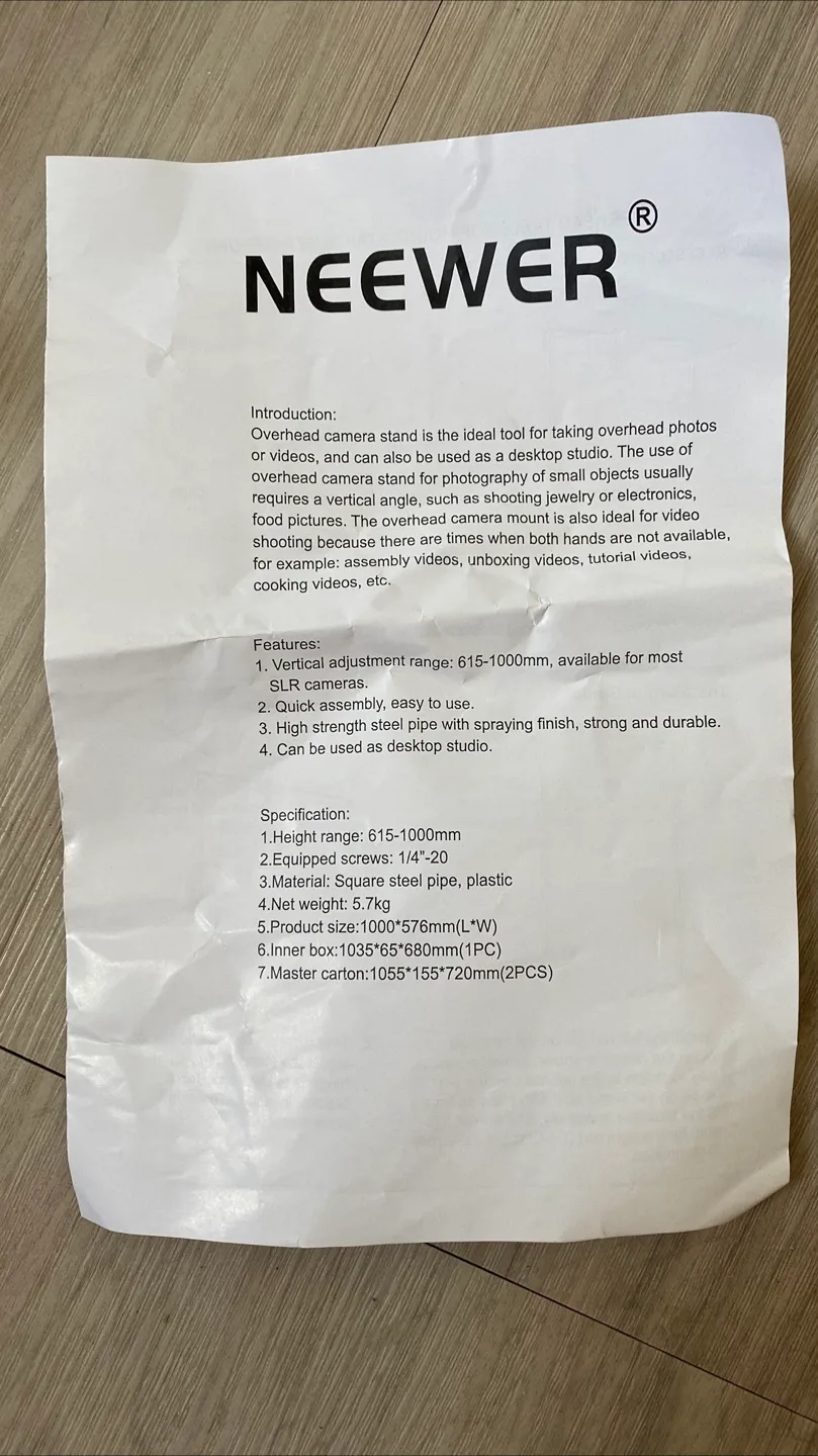 NEEWER Overhead Camera Mount Rig ST100 image indicator(6)