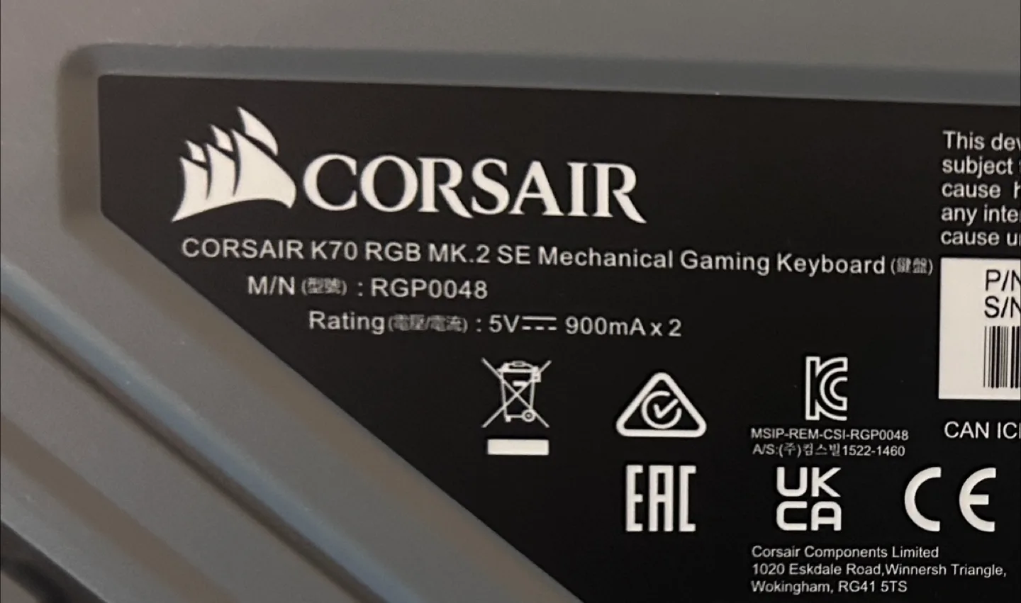 Corsair Mechanical Gaming Keyboard RGB Mk.2 SE image indicator(3)
