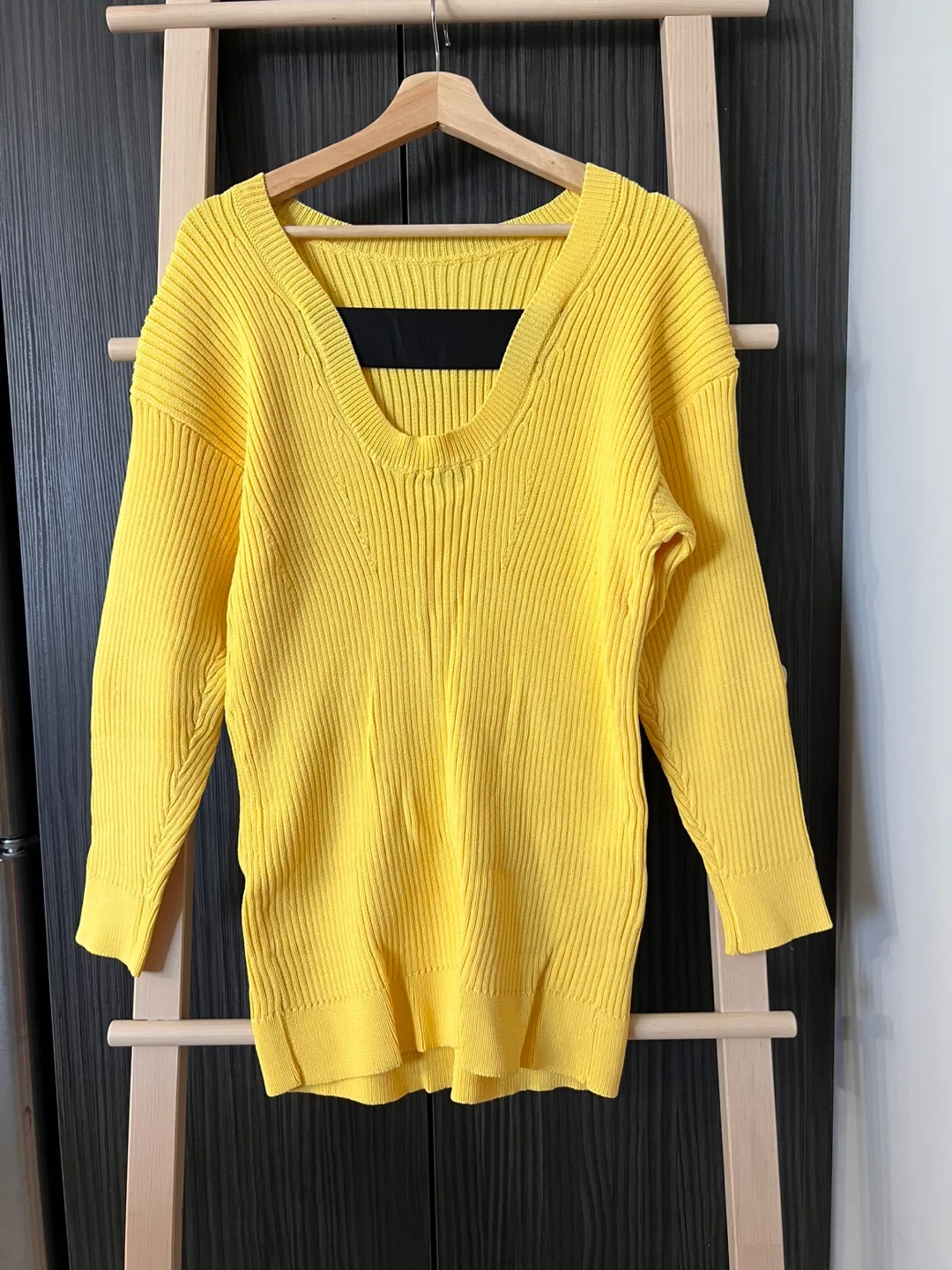 Zara Yellow Ribbed Knit Dress - Size S image indicator(2)