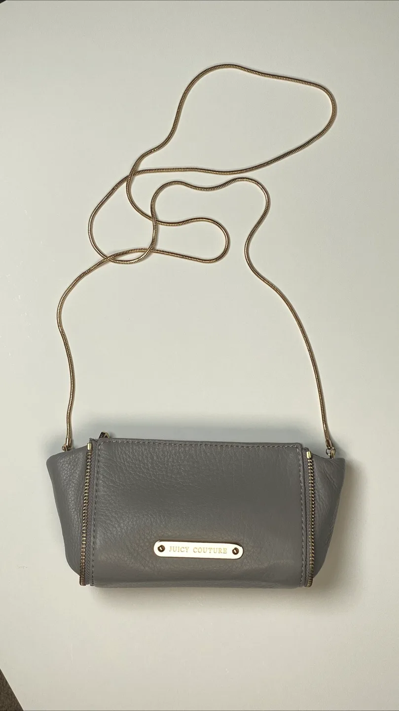 Rare Vintage Juicy Couture Grey Leather Crossbody Bag thumbnail
