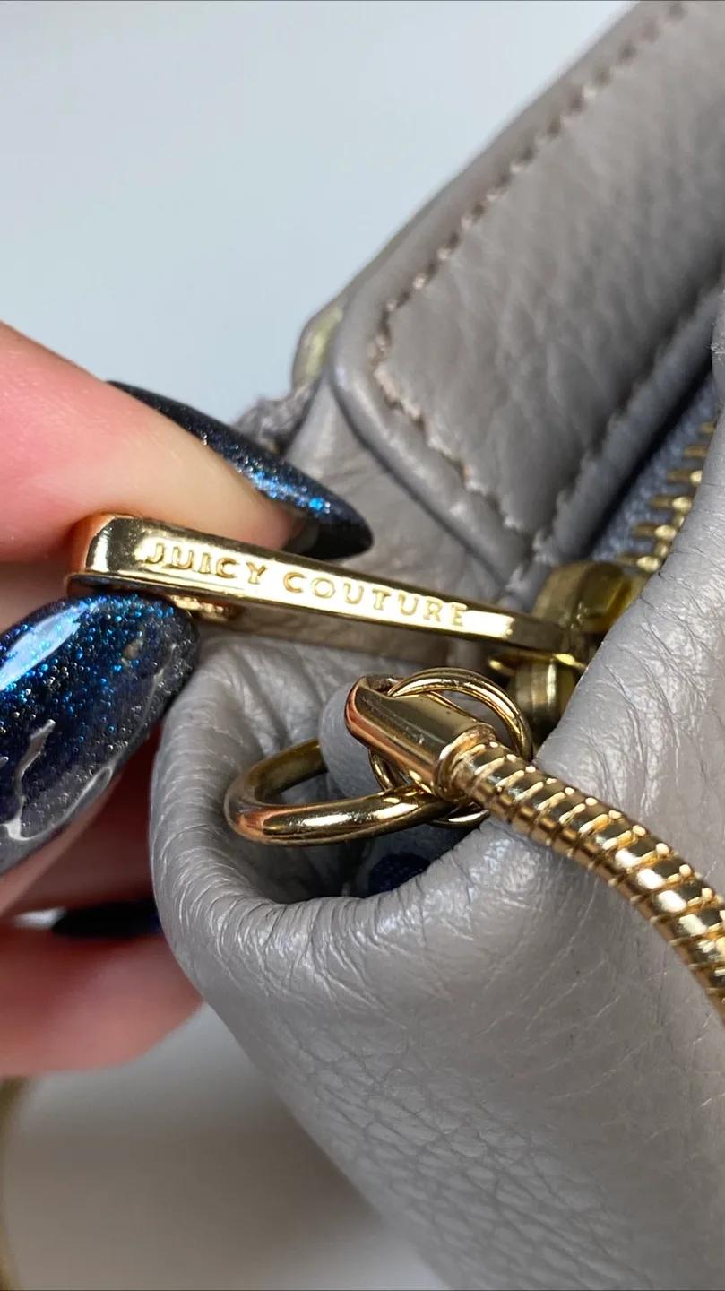 Rare Vintage Juicy Couture Grey Leather Crossbody Bag image indicator(9)