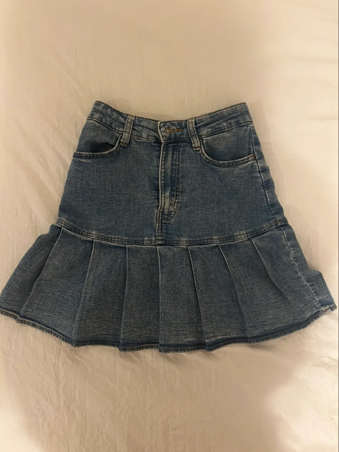Denim Pleated Mini Skirt image indicator(3)