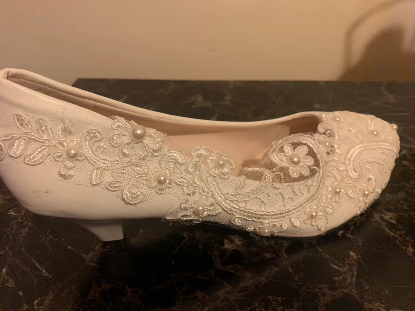 White Lace & Pearl Heels thumbnail