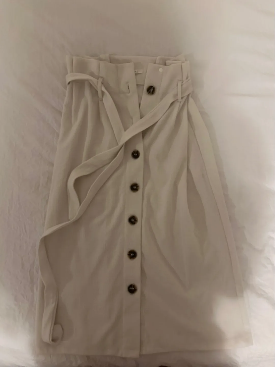 Off White Button-Down Skirt with Belt thumbnail