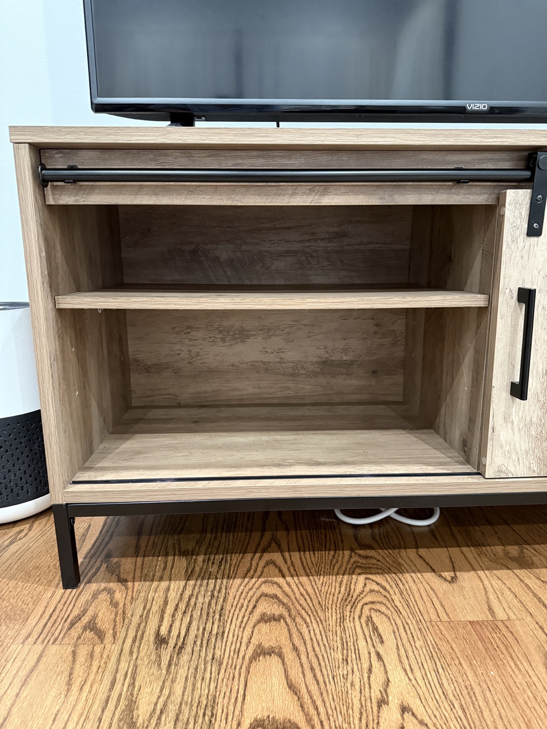 Rustic Wood TV Stand with Sliding Door - photo 2