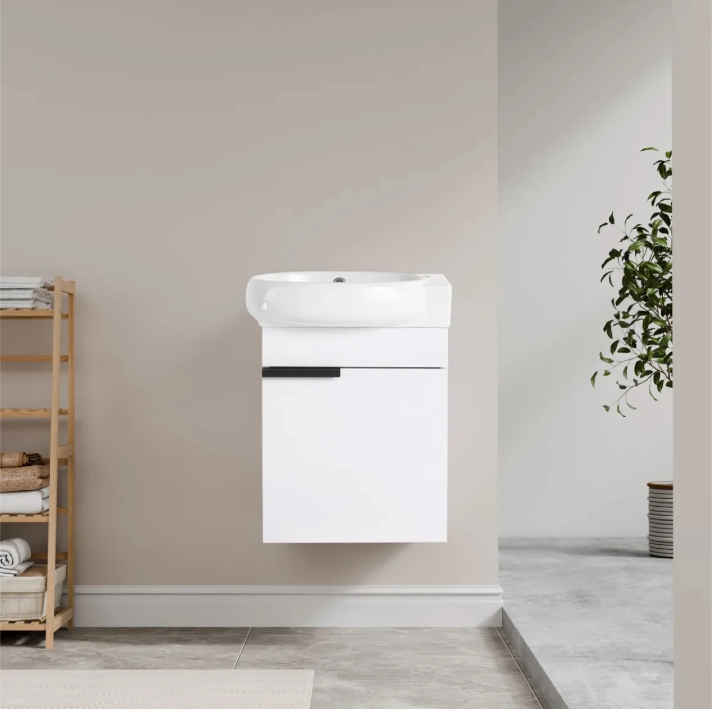 White Vanity Sink with Cabinet