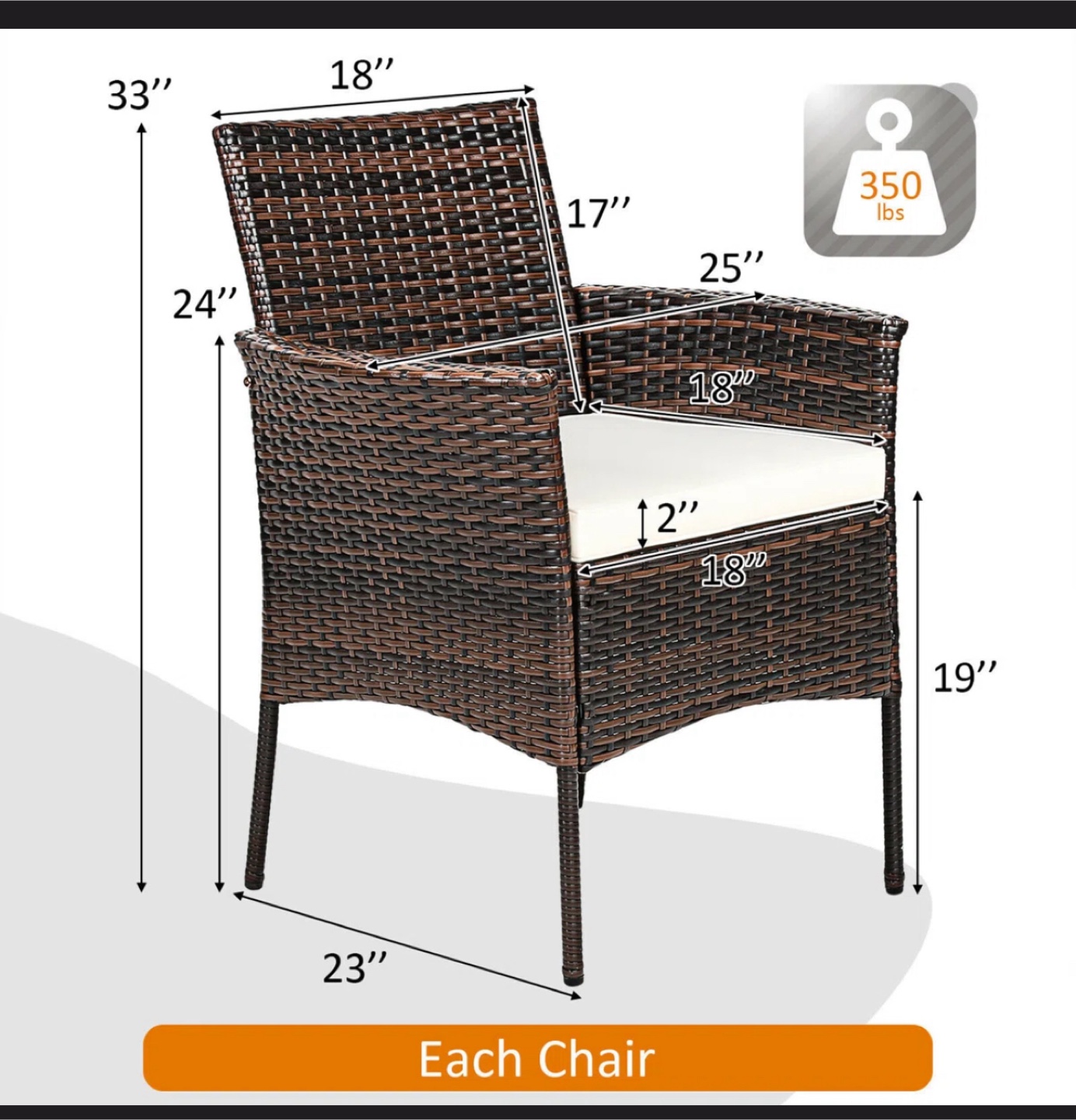 Wicker Patio Armchairs (Set of 3) - photo 2