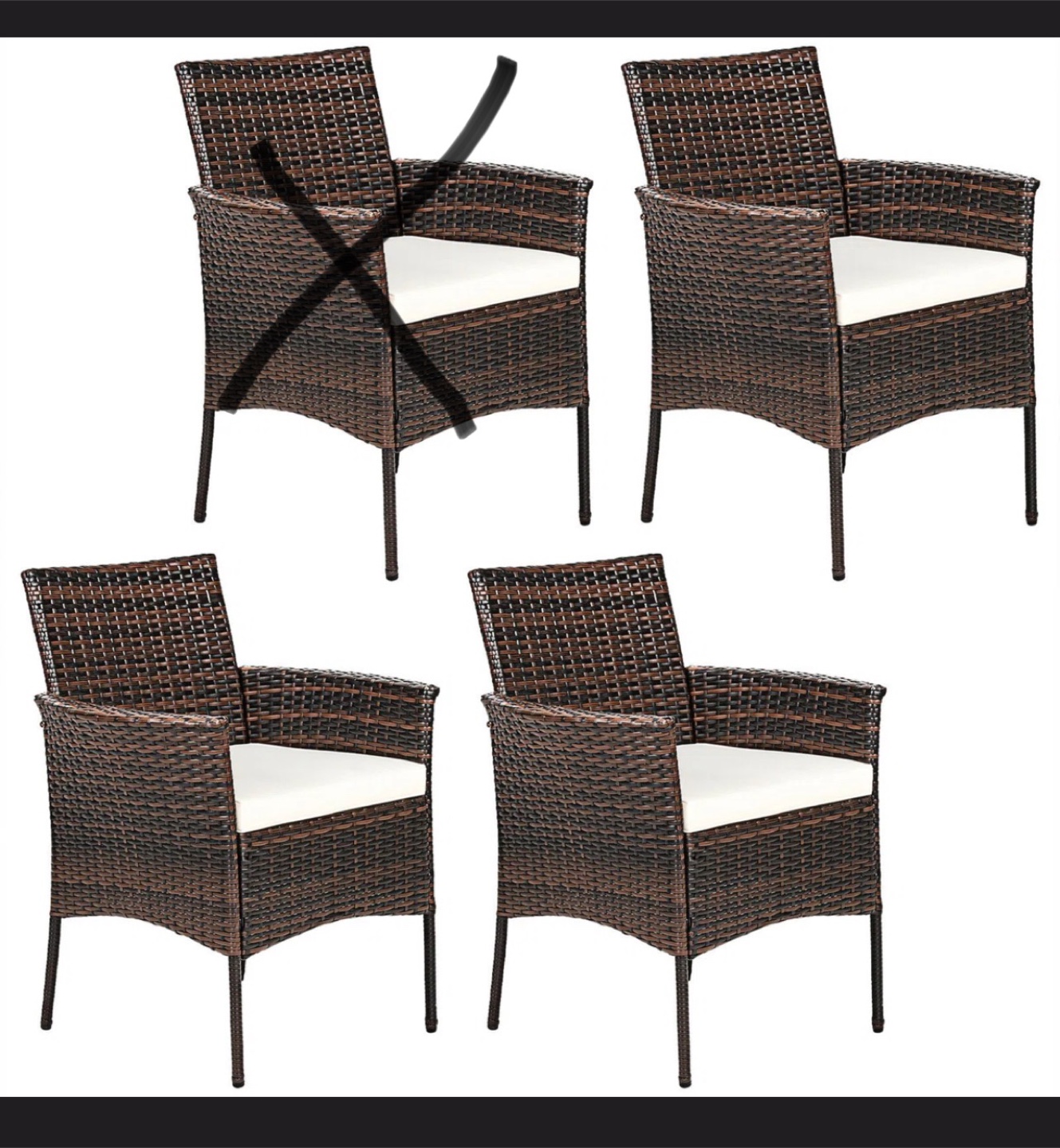 Wicker Patio Armchairs (Set of 3) - photo 3