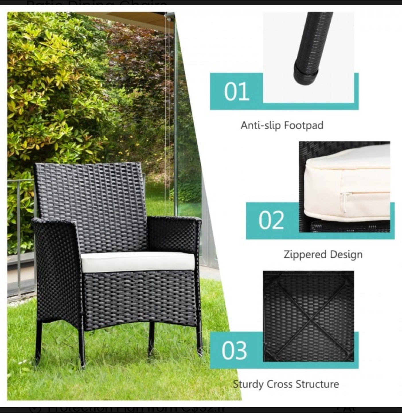 Wicker Patio Armchairs (Set of 3) - photo 4