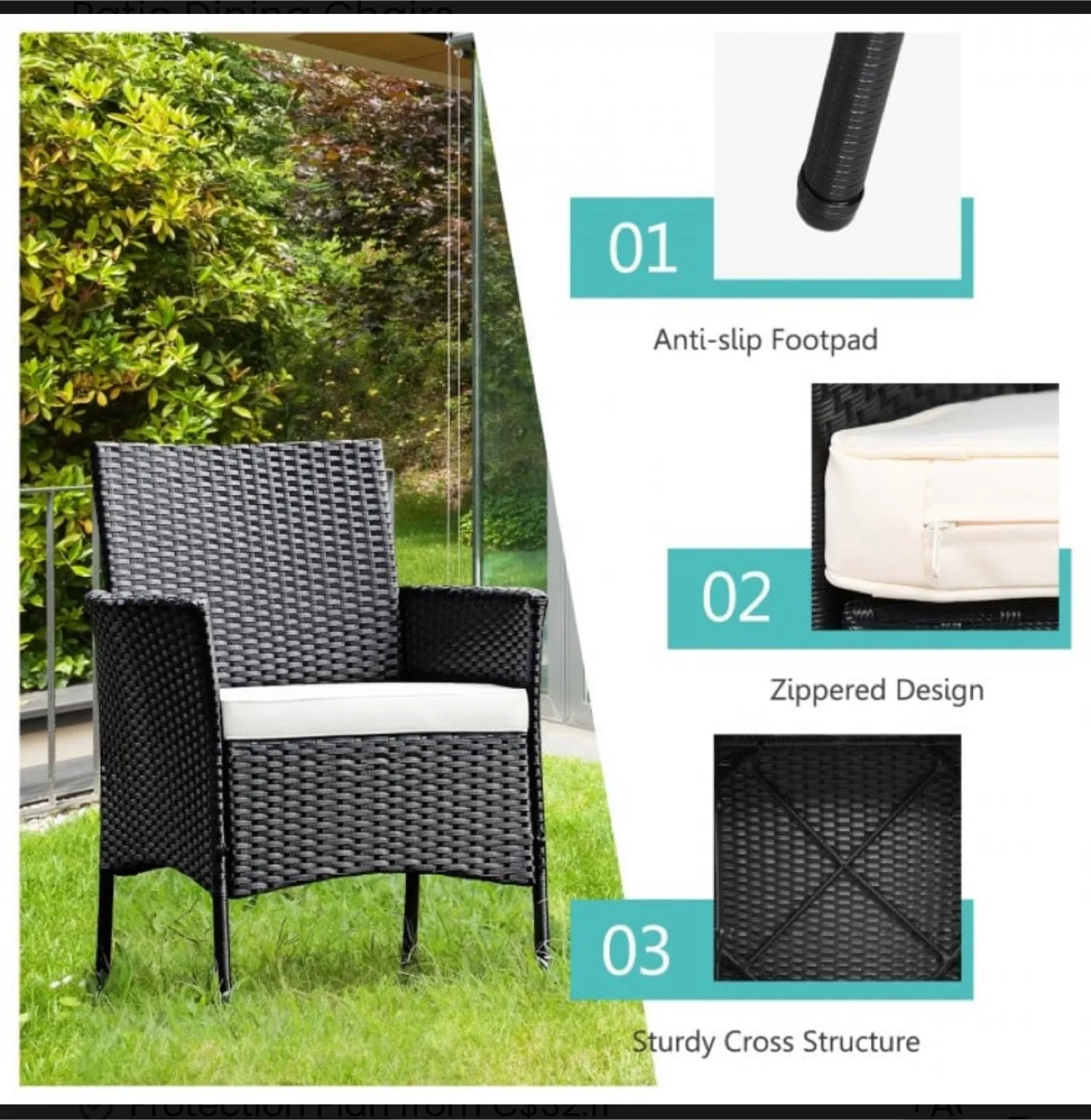 Wicker Patio Armchairs (Set of 3) image indicator(4)