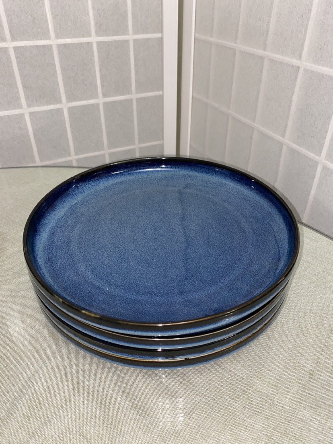 Set of 4 Blue Dinner Plates