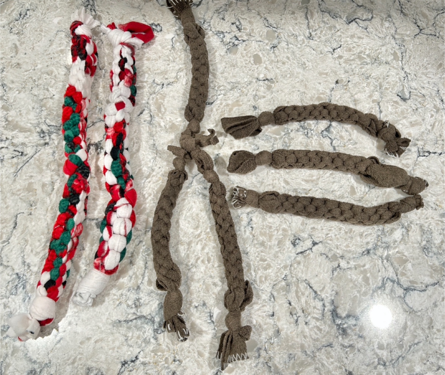 Variety of Dog Fleece Rope Tug Toys ($ in Description)